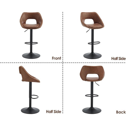 360° Drehbarer Barhocker 4er Set, Höhenverstellbar Braun