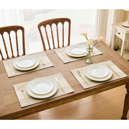 Tischsets Baumwolle Leinen 6er Set Creme Kaffee
