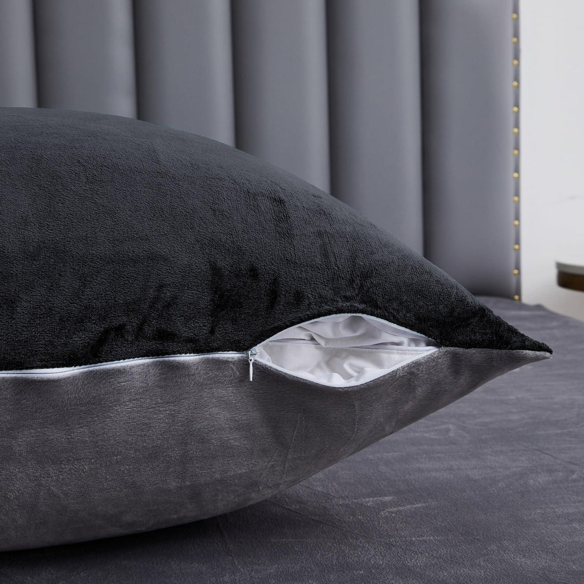 Winter Bettwäsche Set 135x200 Schwarz Flauschig & Warm 4-teilig