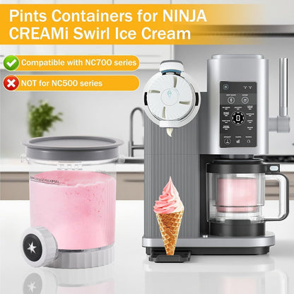 Eisbehälter für Ninja Creami Swirl 2er-Set 480ml mit Deckel