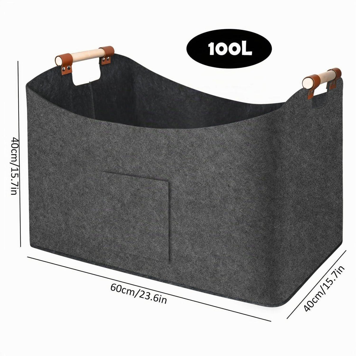 Holzkorb XXL 100L – Kaminholzkorb mit Griffen & Tasche