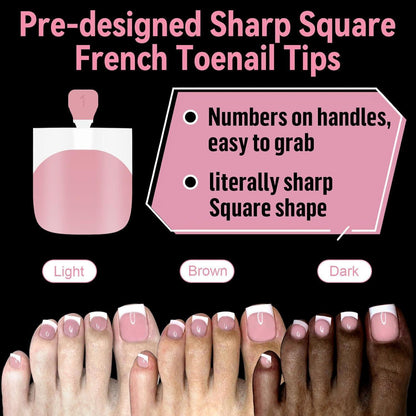 300x Falsche Zehennägel Rosa French Press on Nails Set