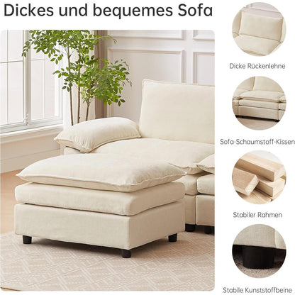 JIEXI Ecksofa mit Schlaffunktion – Beige, 2-Sitzer, L-Form