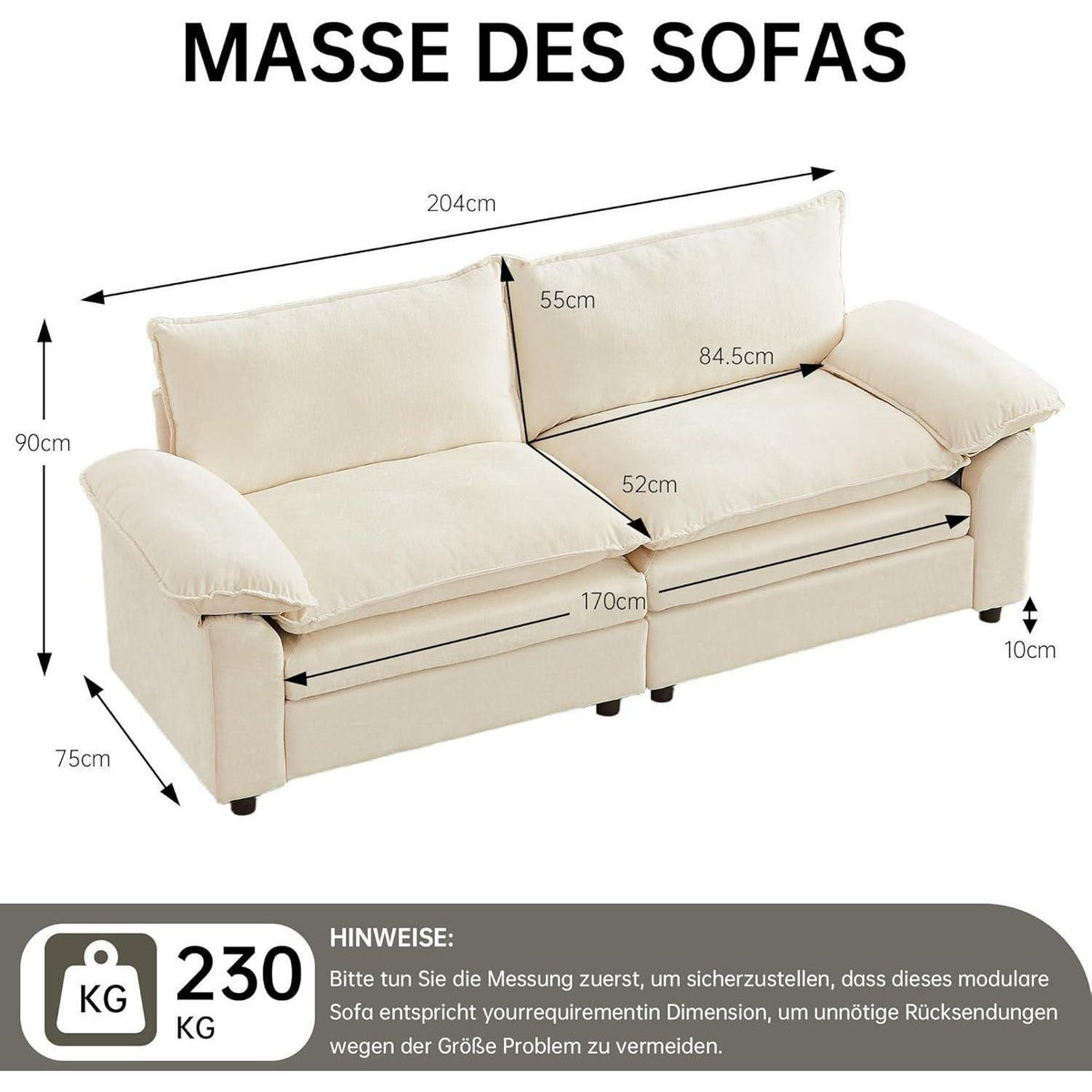 JIEXI Ecksofa mit Schlaffunktion – Beige Chenille-Stoff