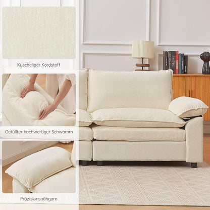JIEXI Ecksofa mit Schlaffunktion – Beige Chenille-Stoff