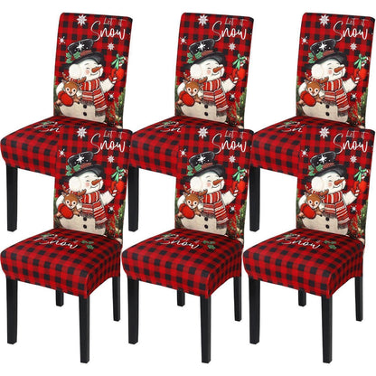 Weihnachtliche Stuhlhussen 6er Set - Schneemann Design