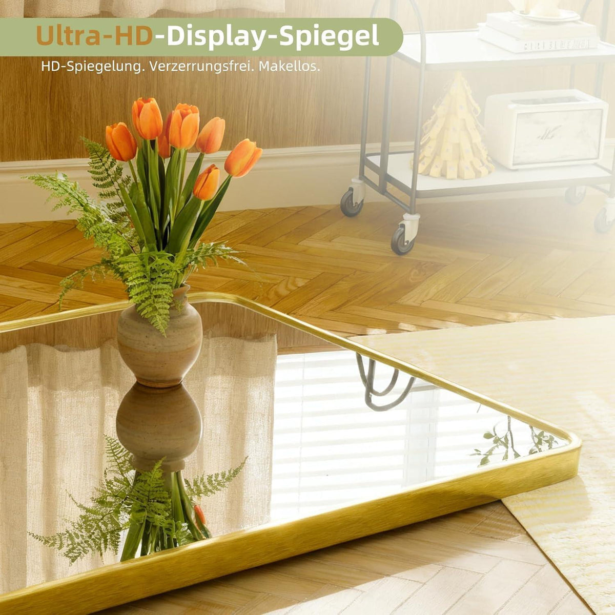 Großer Rechteckiger Standspiegel – HD-Reflexion, Gold 180x75cm