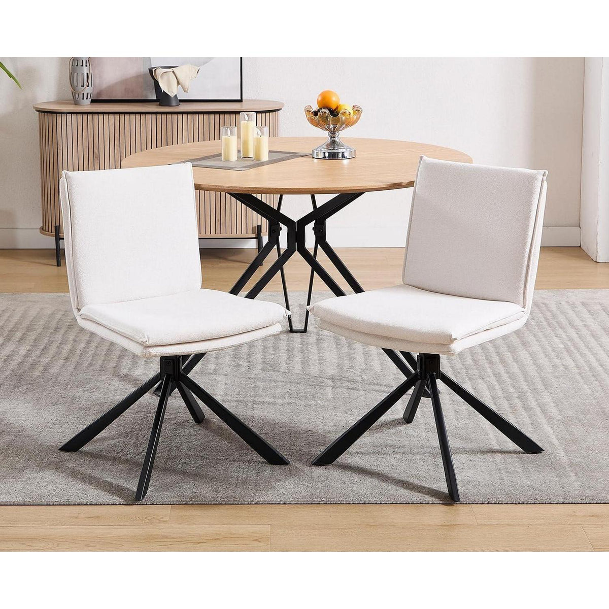 Drehbarer Esszimmerstuhl 2er Set – Weiß, Komfort & Modern