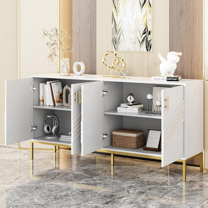 Modernes Sideboard mit 4 Türen & Höhenverstellbaren Regalen (Weiß)
