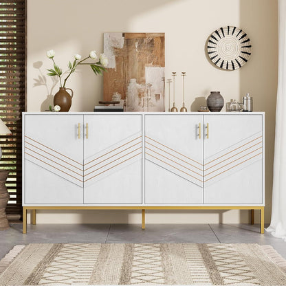 Modernes Sideboard mit 4 Türen & Höhenverstellbaren Regalen (Weiß)