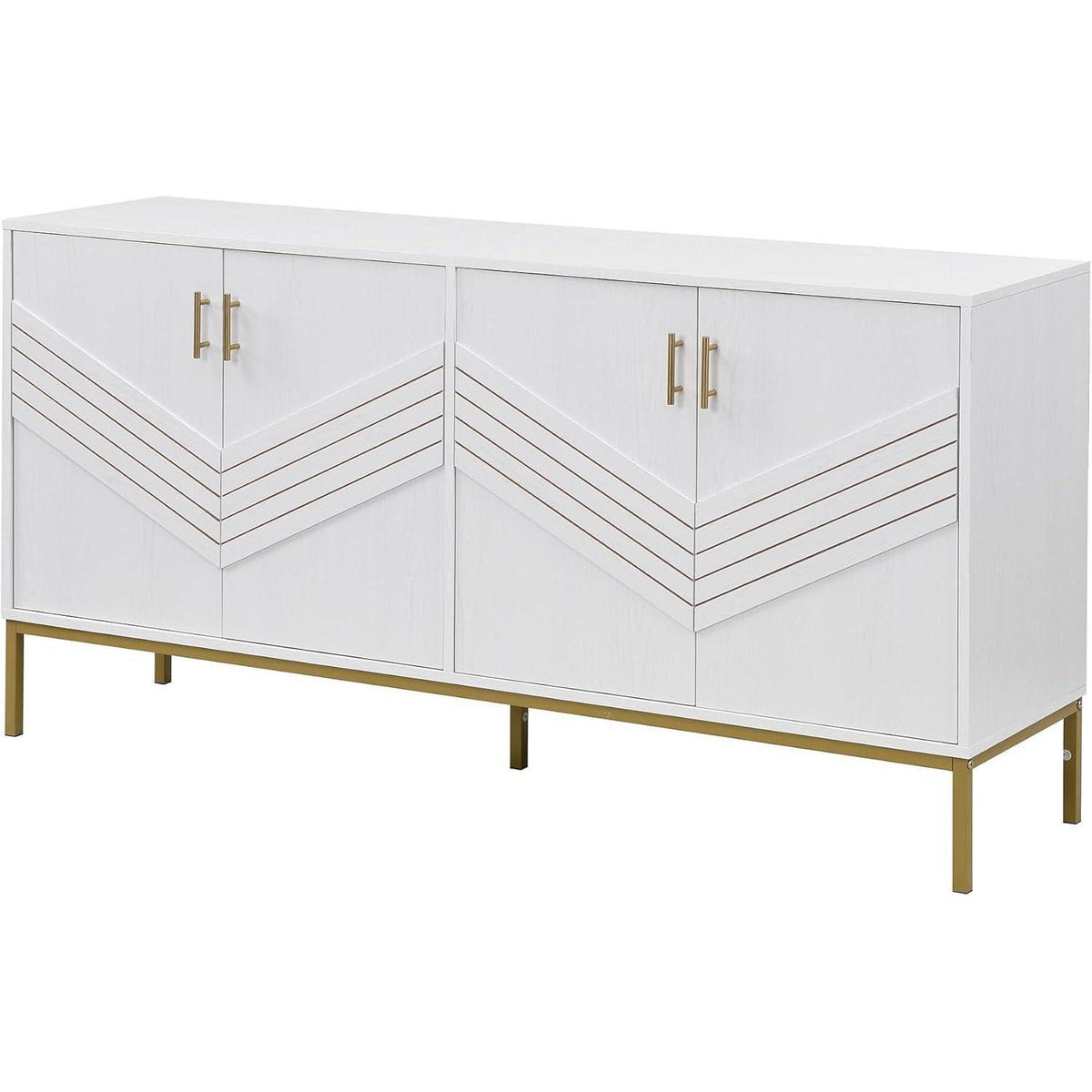 Modernes Sideboard mit 4 Türen & Höhenverstellbaren Regalen (Weiß)