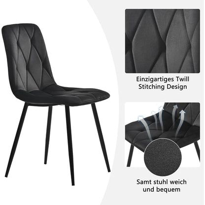 Moderner Esstisch Set (5-teilig) – Marmor & Samt Stühle