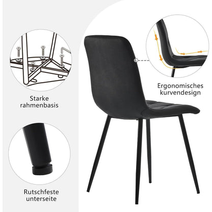Moderner Esstisch Set (5-teilig) – Marmor & Samt Stühle