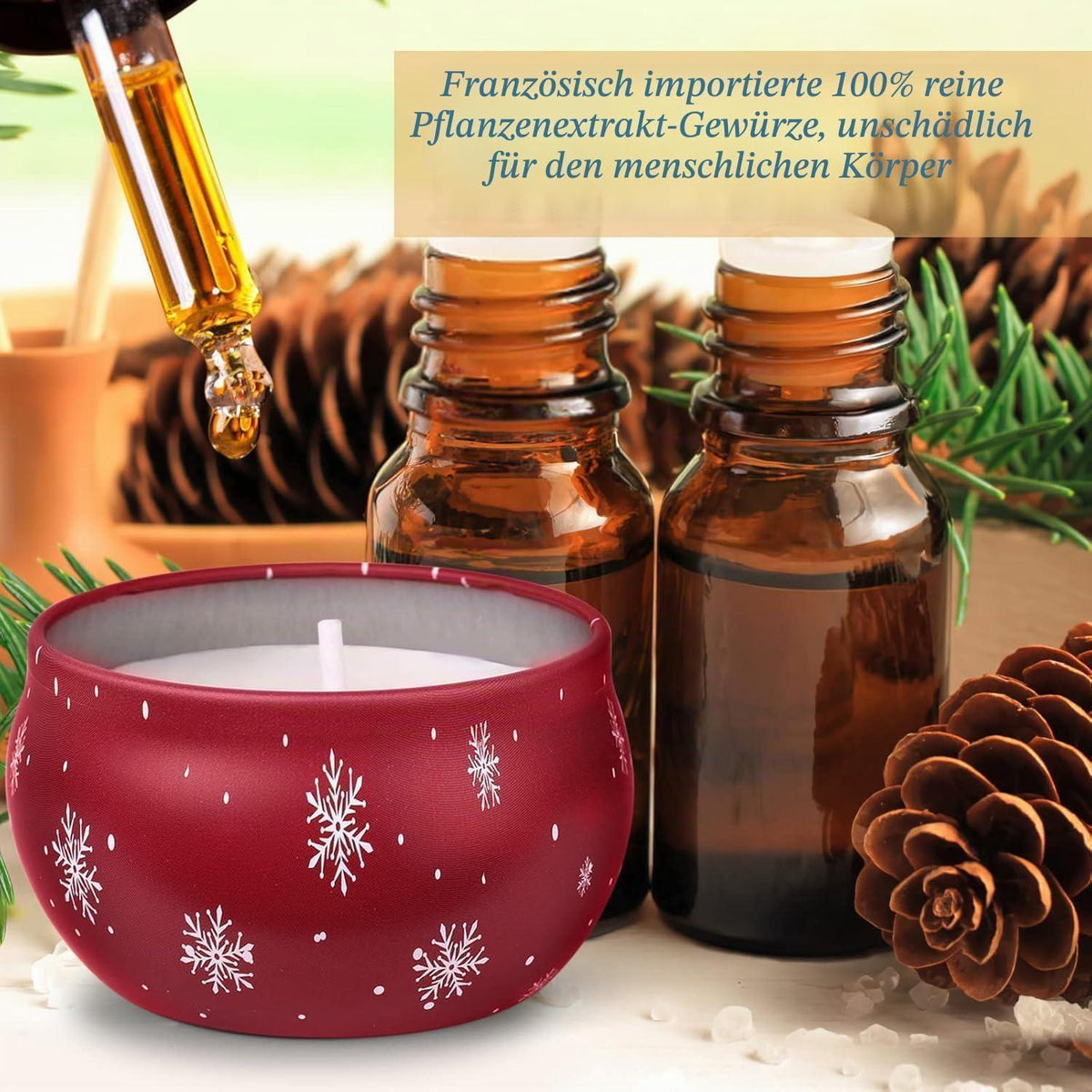 Weihnachtsduftkerzen-Set 6er Pack - Sojawachs Aromatherapie