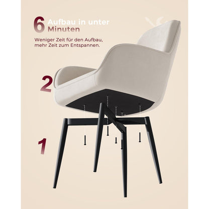 Esszimmerstuhl Set 4er – Bequemer Samt Sessel mit Armlehne