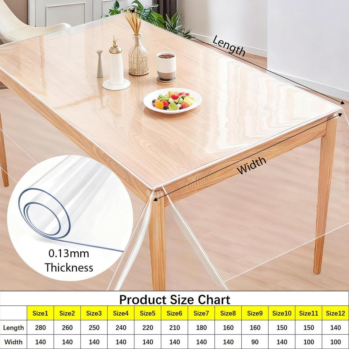 Transparente Tischdecke 180x180cm – Abwaschbar & Kratzfest