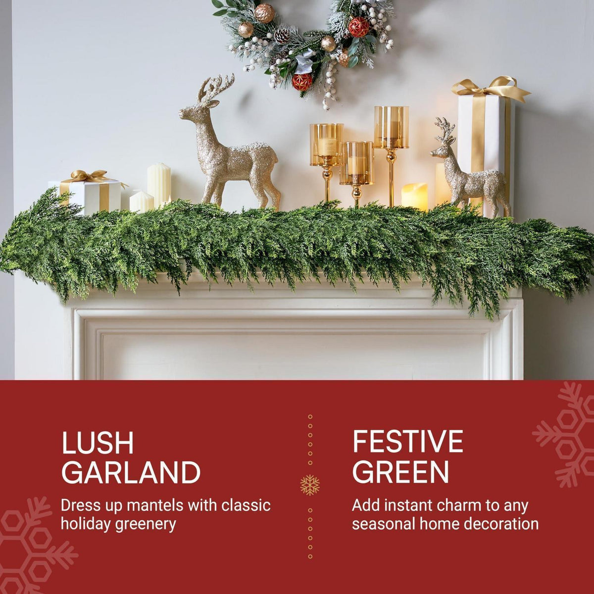 Realistische Zedernholz-Weihnachtsgirlande – 6 Fuß