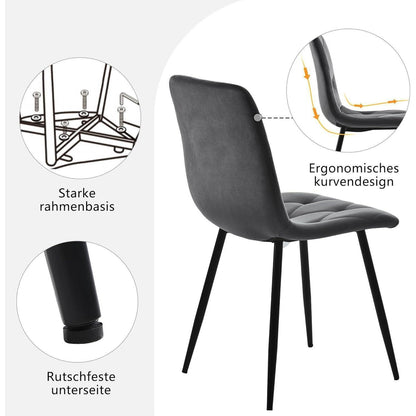 Moderner Esstisch Set (5-teilig) – Marmor & Samt Stühle