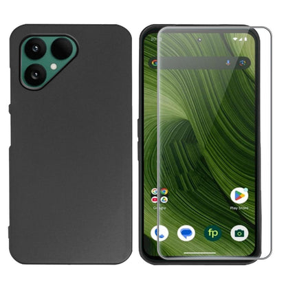Fairphone 6 Hülle aus Silikon mit Schutzfolie, Schwarz