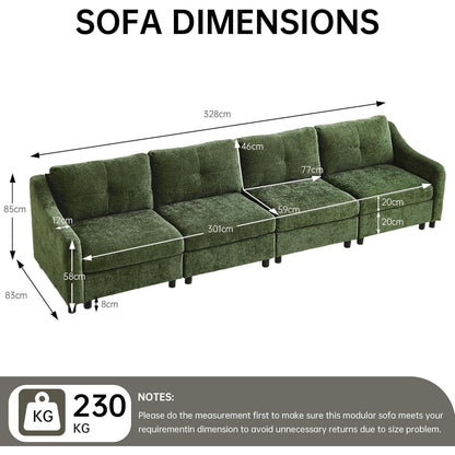 JIEXI Ecksofa mit Schlaffunktion – Dunkelgrün, 4 Sitze