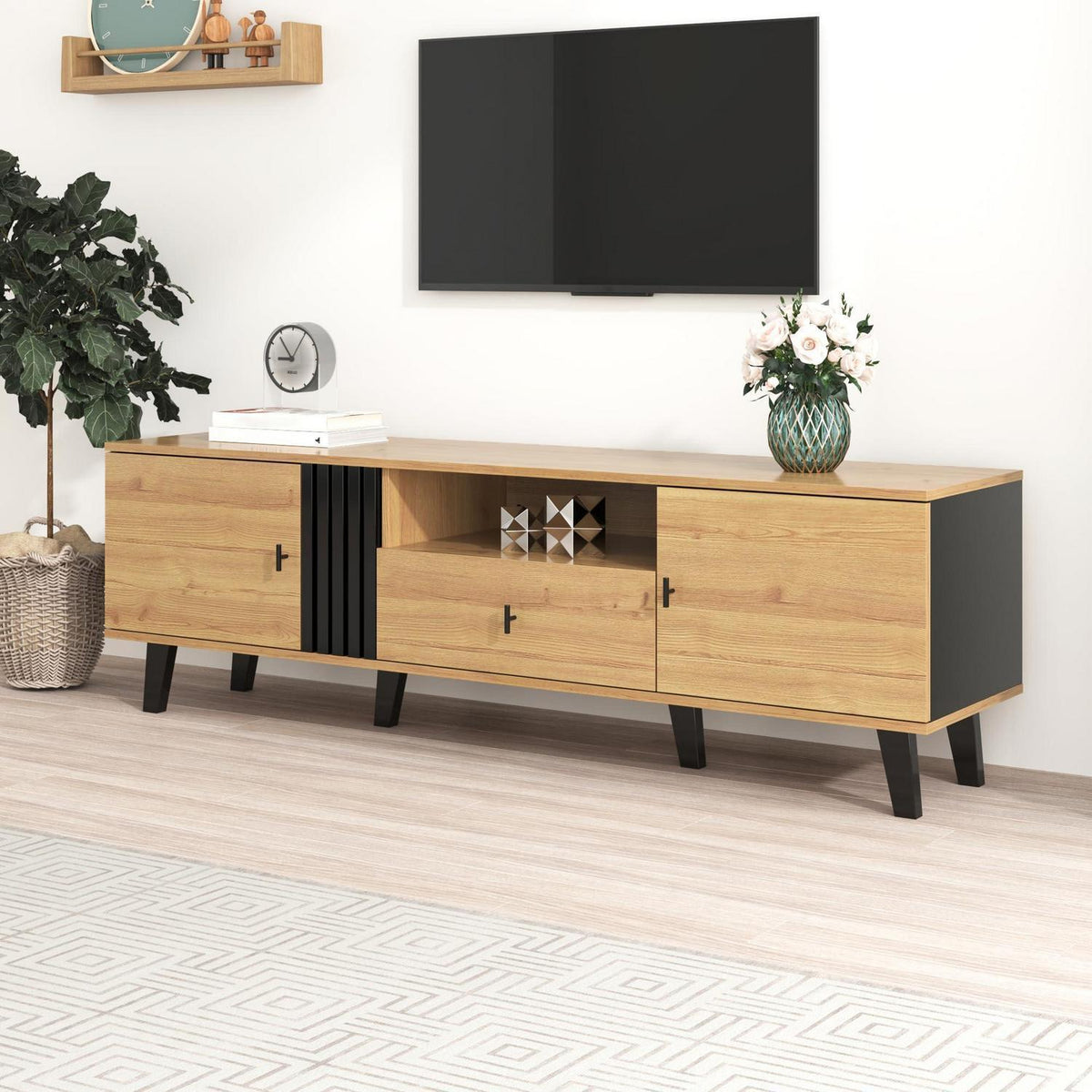 TV-Schrank 170 cm mit Schublade & Ablage – Modernes Lowboard
