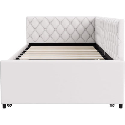 Ausziehbares Schlafsofa Beige Samt 90x200 cm – 3-in-1 Funktionsbett