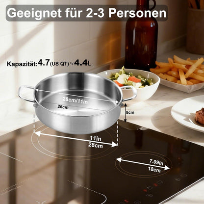 Schmortopf 28 cm Edelstahl mit Deckel – Vielseitiger Kochtopf