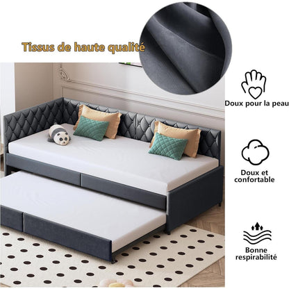 Ausziehbares Schlafsofa 90/180x200cm – Grau Samt