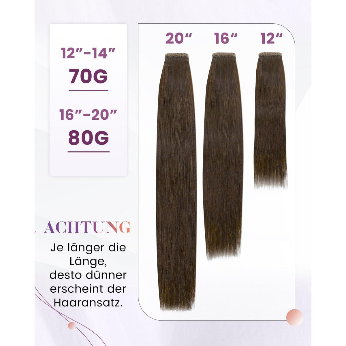Echthaar Zopfverlängerung Braun 40cm – Dunkelbraun #4