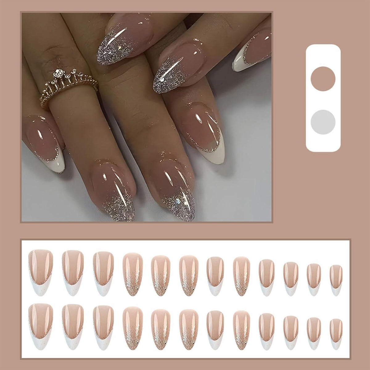 Kurze French Tip Press On Nails – 24 Stück, Design Nagelspitzen