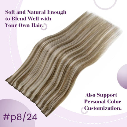 Blond Echthaar Wire Extensions – Highlighted Goldbraun & Hellblond