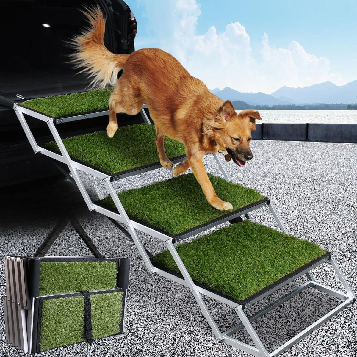 Hundetreppe Auto Klappbar – Einstiegshilfe für Hunde (70-90cm)