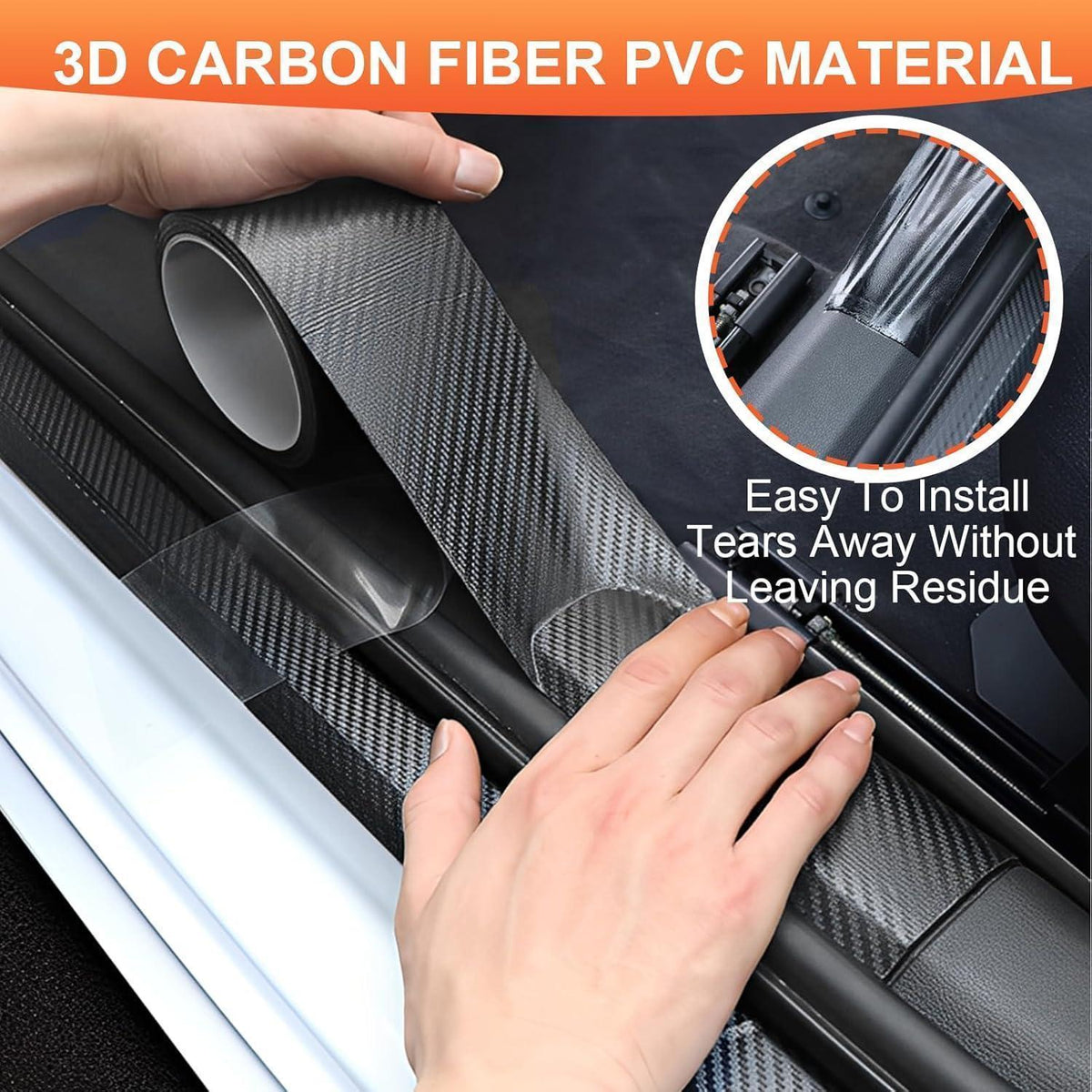 Kohlefaser Einstiegsleisten Folie – 10cm x 10m Schwarz Auto Styling