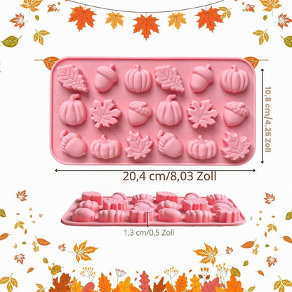 Silikon Schokoladenform Herbst – 18 Mulden Ahorn, Kürbis, Eichel