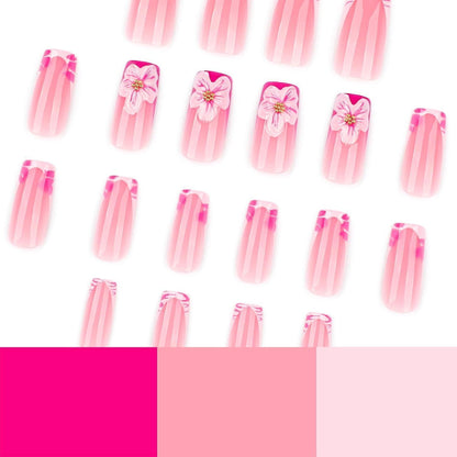 3D Blumen Press On Nails Set – Künstliche Nägel mit Zubehör
