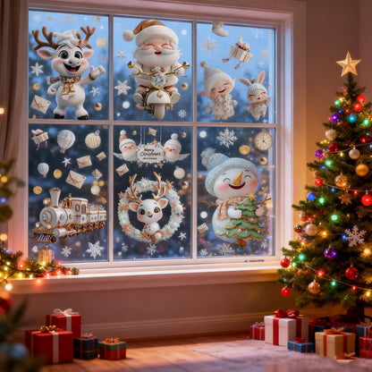 Weihnachts Fensterbilder Selbstklebend – 9 Blatt Deko Aufkleber