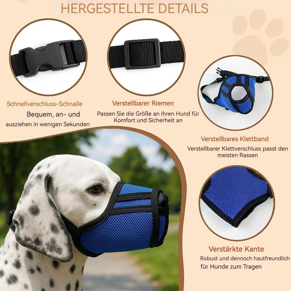 Atmungsaktiver Maulkorb für Hunde – 3D Air Mesh, Blau L