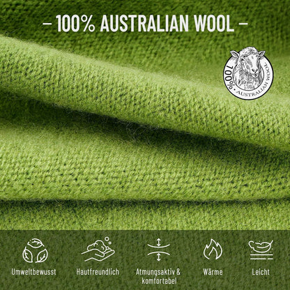 Australische Wollmütze Damen Herren - Atmungsaktive Beanie Grün
