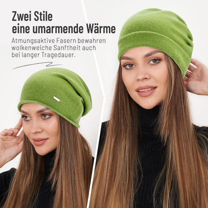 Australische Wollmütze Damen Herren - Atmungsaktive Beanie Grün
