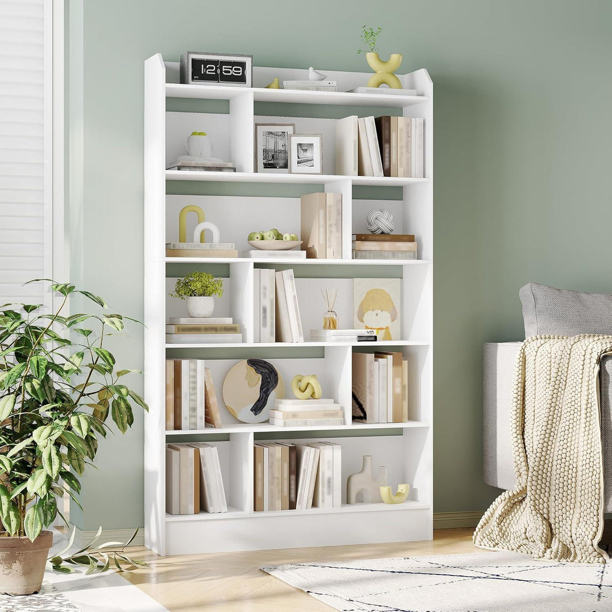 Weißes Bücherregal mit 6 Fächern – 24 x 100 x 170 cm