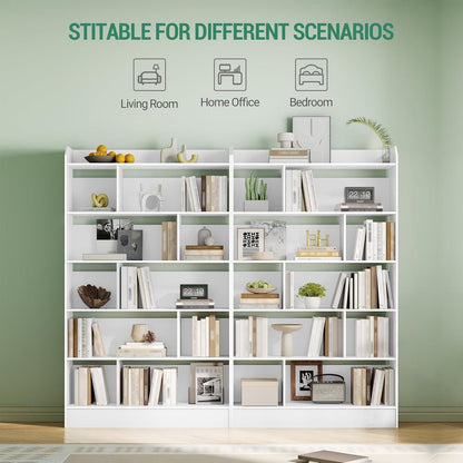 Weißes Bücherregal mit 6 Fächern – 24 x 100 x 170 cm
