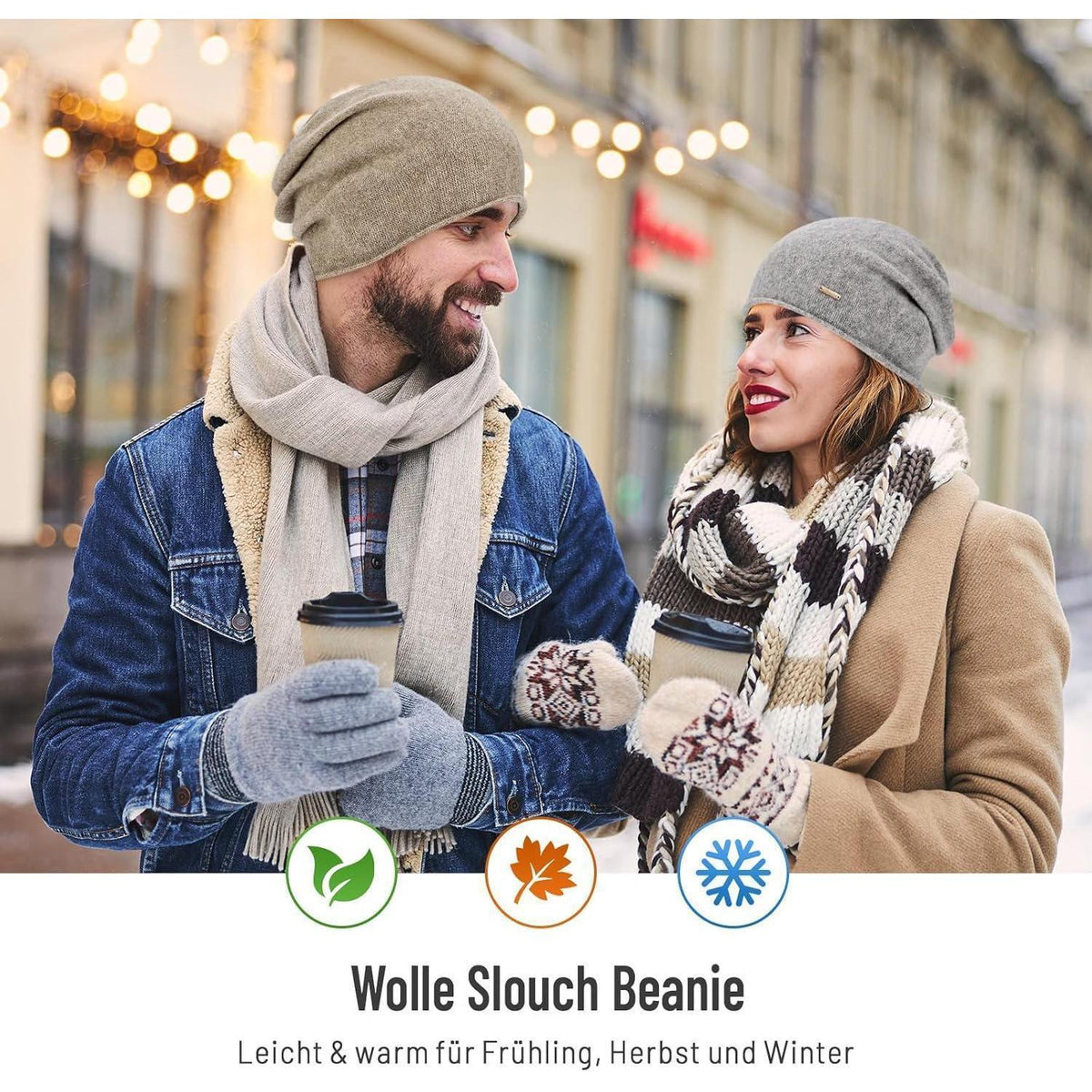 Australische Wollmütze Damen Herren - Beanie Braun, Atmungsaktiv & Warm