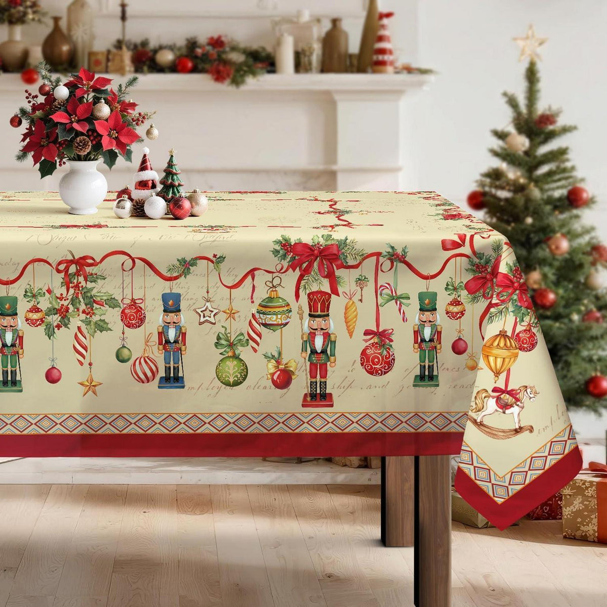Retro Weihnachten Tischdecke Rechteckig 140x180 cm Nussknacker