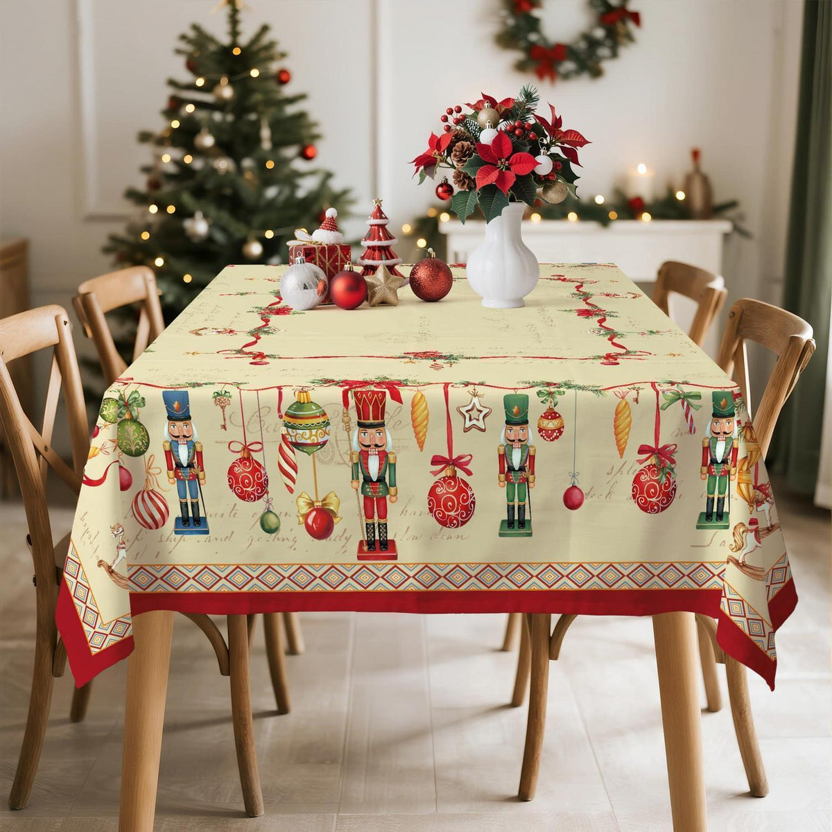 Retro Weihnachten Tischdecke Rechteckig 140x180 cm Nussknacker