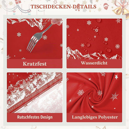 Retro Weihnachten Tischdecke Rechteckig – Weihnachtsmann & Rentier
