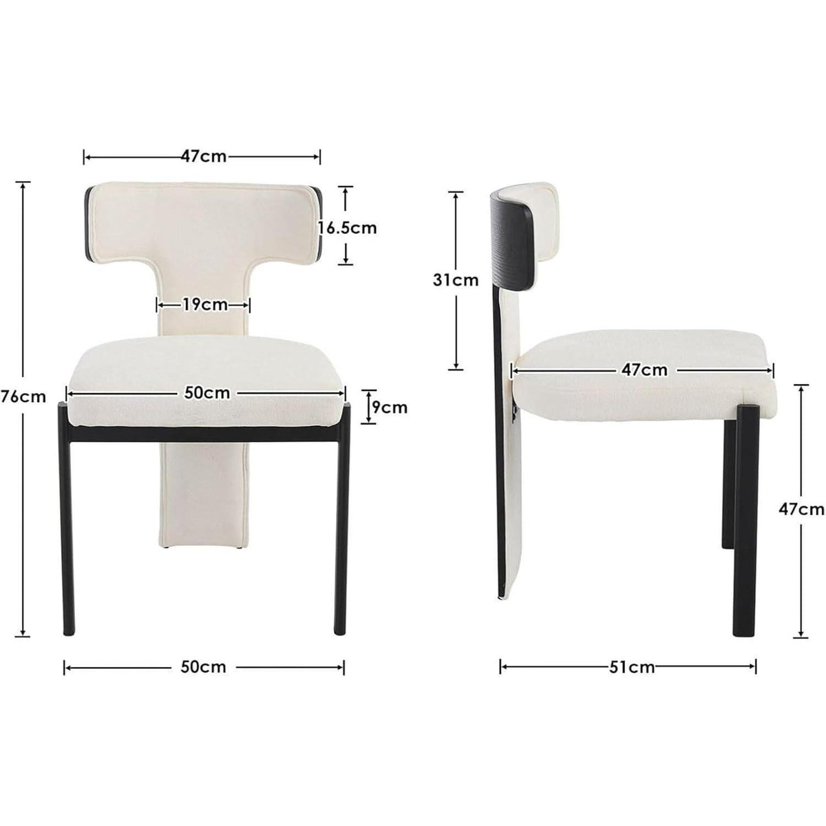 Esszimmerstühle 4er Set Weiß, Metallbeine in Lederoptik