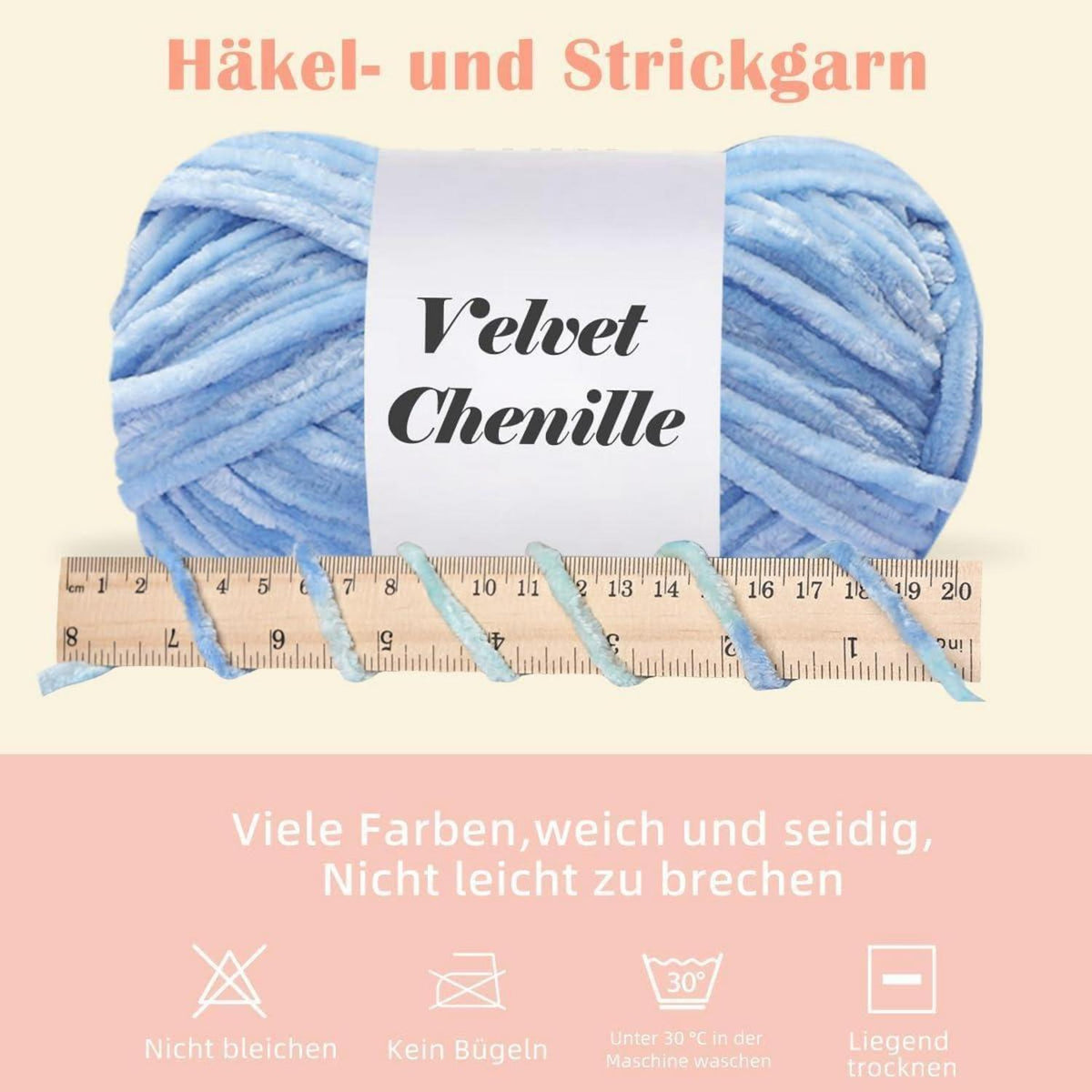 Chenille Wolle 10er Pack (1000g) - Flauschig & Kuschelig zum Häkeln