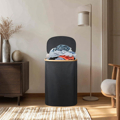 Bambus Wäschekorb 80L mit Deckel – Faltbar & Schmal