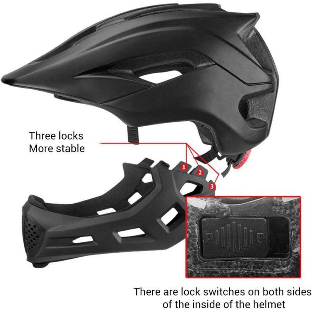 Kinder Fullface Helm 2in1 Fahrradhelm mit Kinnschutz