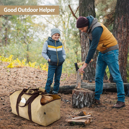 XXL Brennholztasche aus Segeltuch mit Tragegriffen